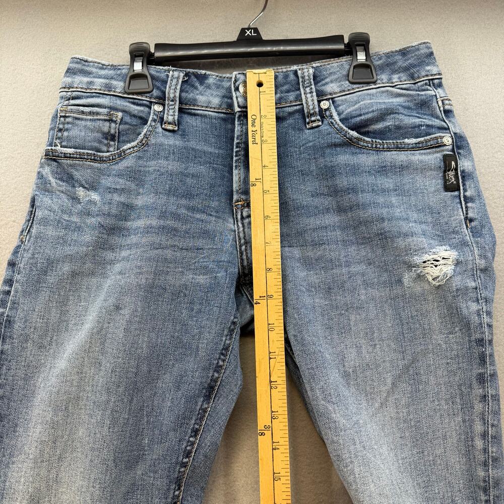 Silver Jeans Women's 26x27 (2) Blue Boyfriend Tapered Distressed Mid Rise - Picture 13 of 15